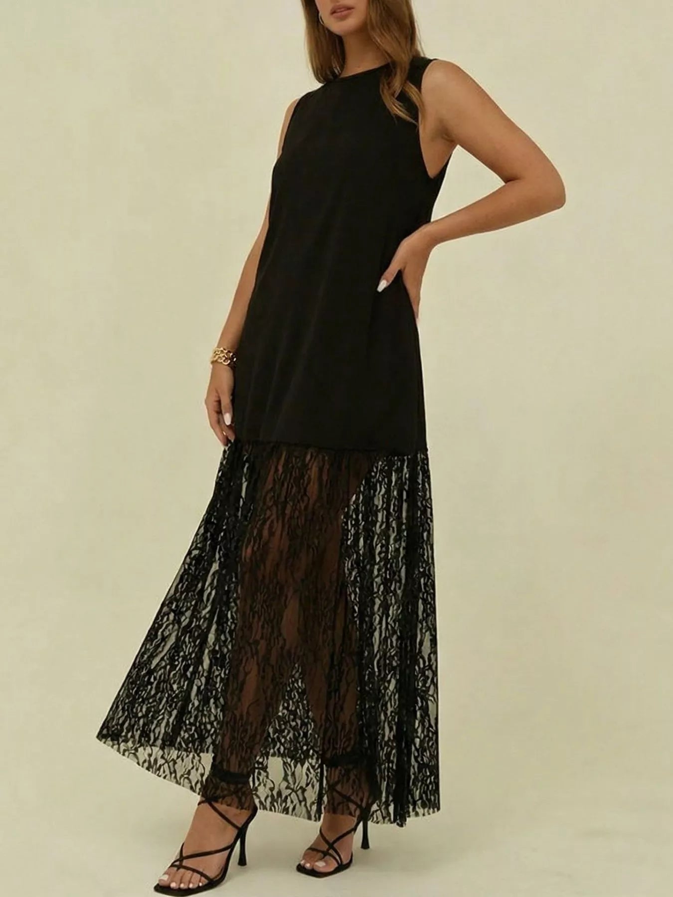 Plus Lace Trim Maxi Dress