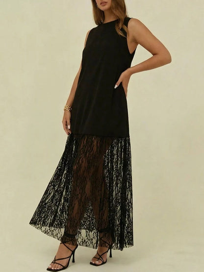 Plus Lace Trim Maxi Dress