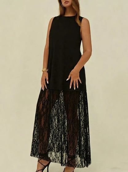 Plus Lace Trim Maxi Dress