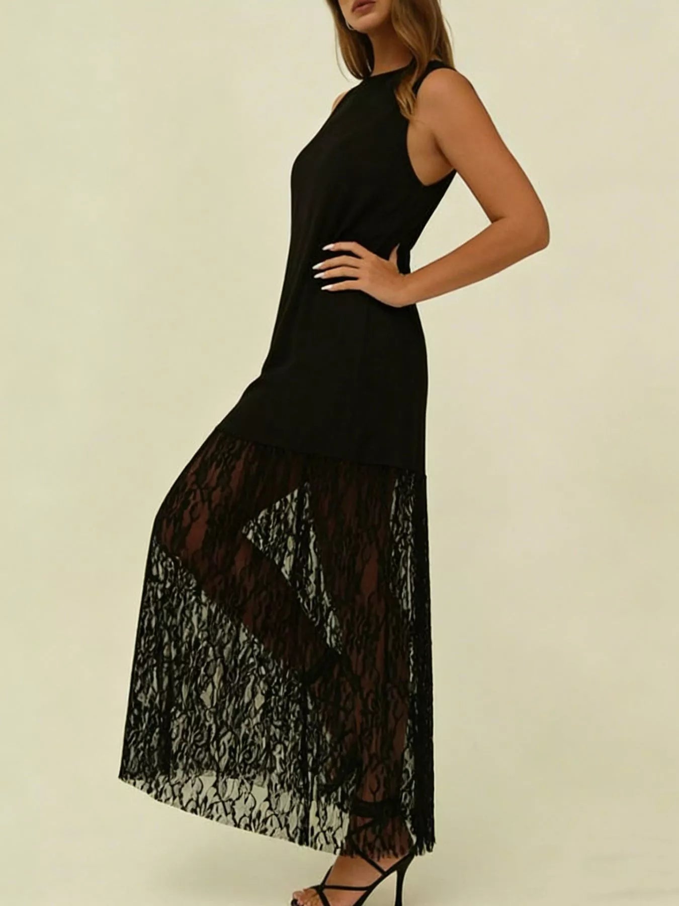 Plus Lace Trim Maxi Dress