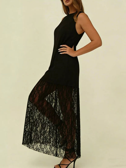 Plus Lace Trim Maxi Dress