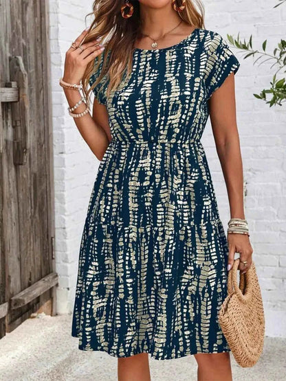 Plus Size Tie-Dye Ruffle Hem Casual Dress