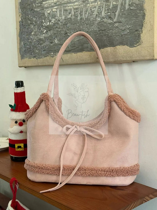 Plush Trim Shoulder Bag