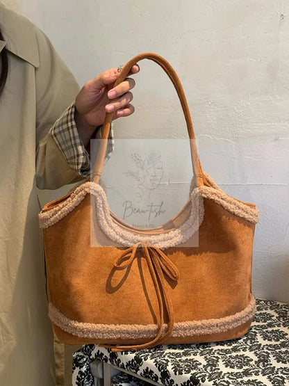 Plush Trim Shoulder Bag