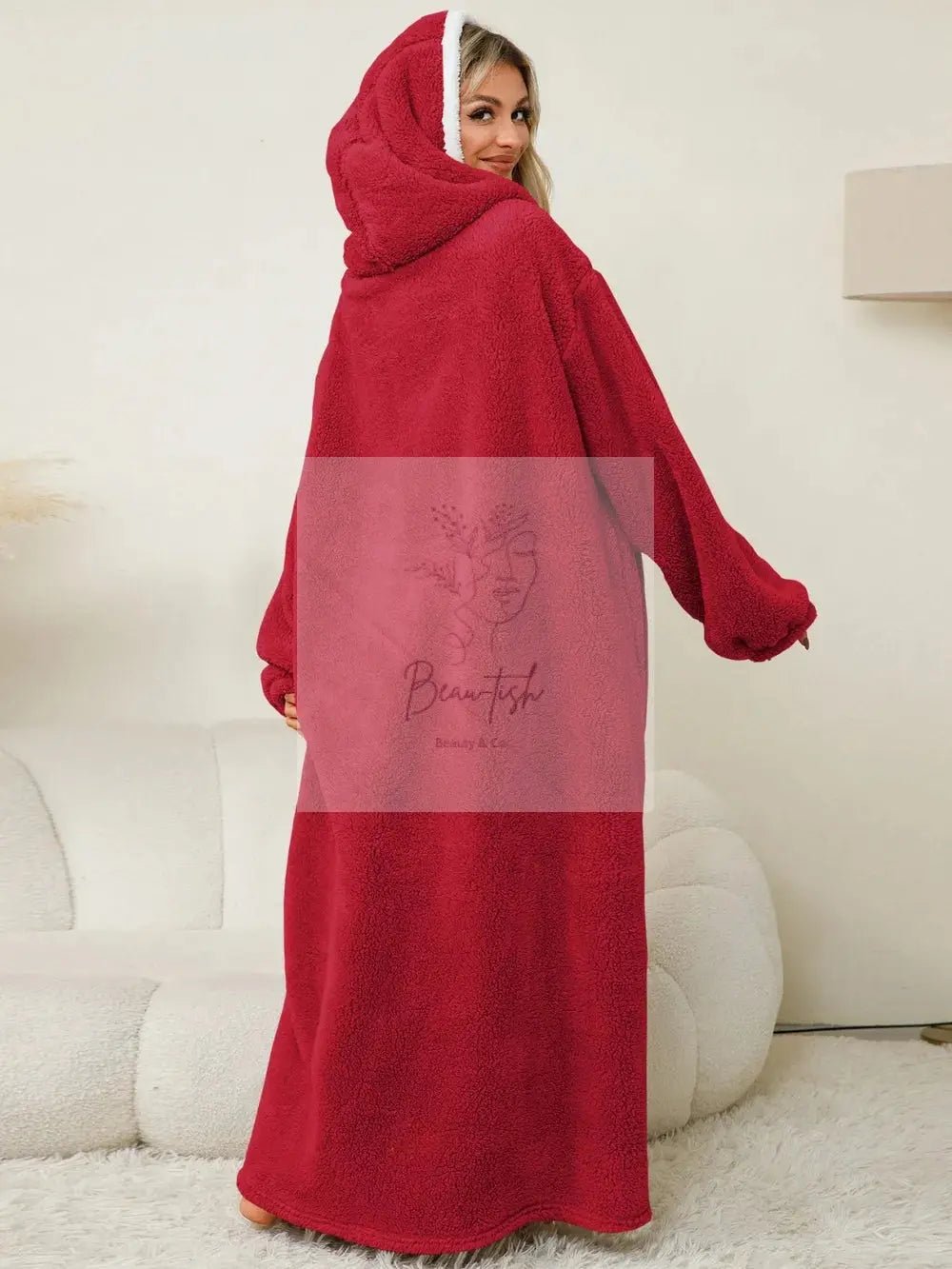 Pocketed Contrast Long Sleeve Hooded Lounge Dress