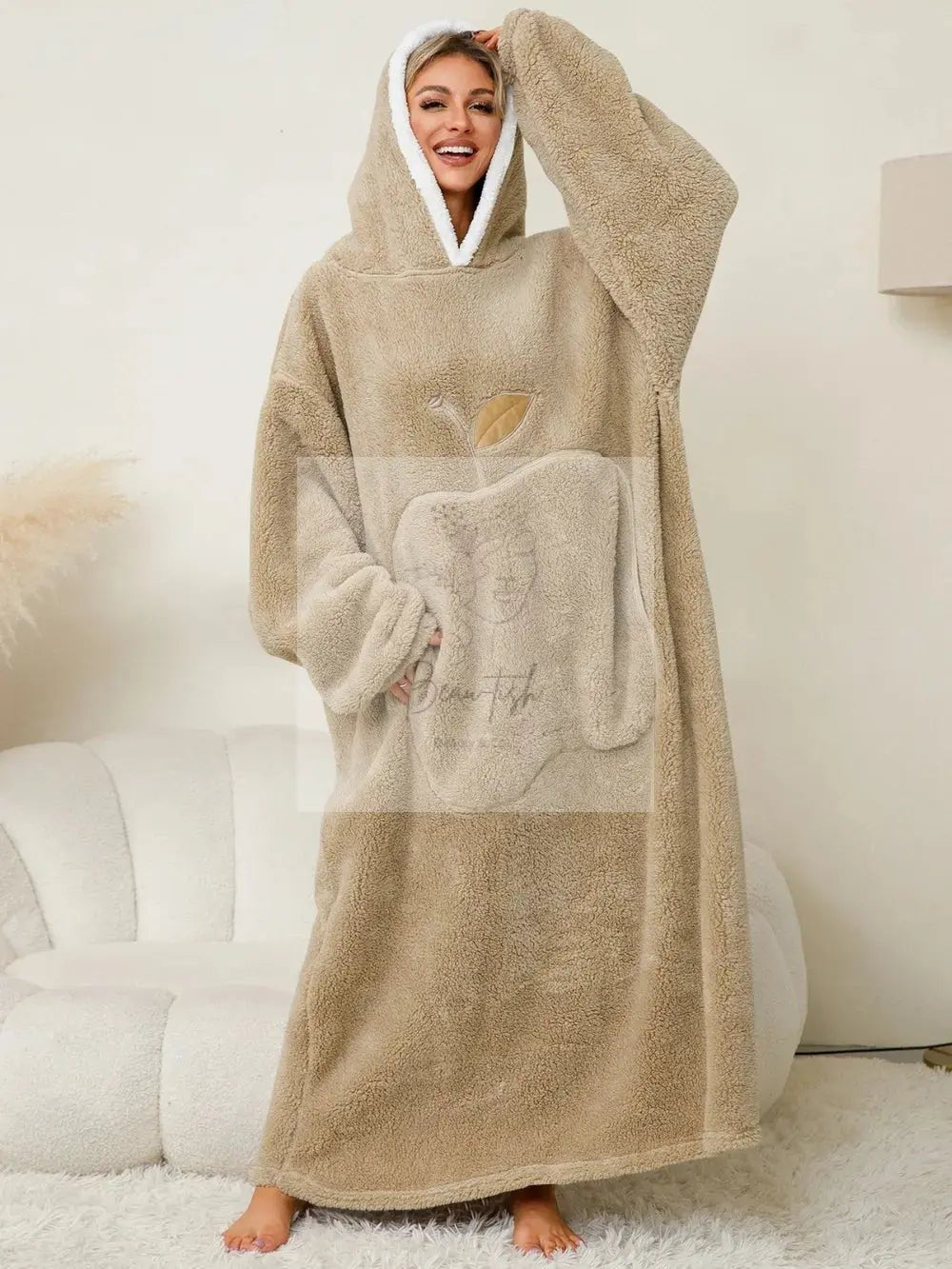 Pocketed Contrast Long Sleeve Hooded Lounge Dress