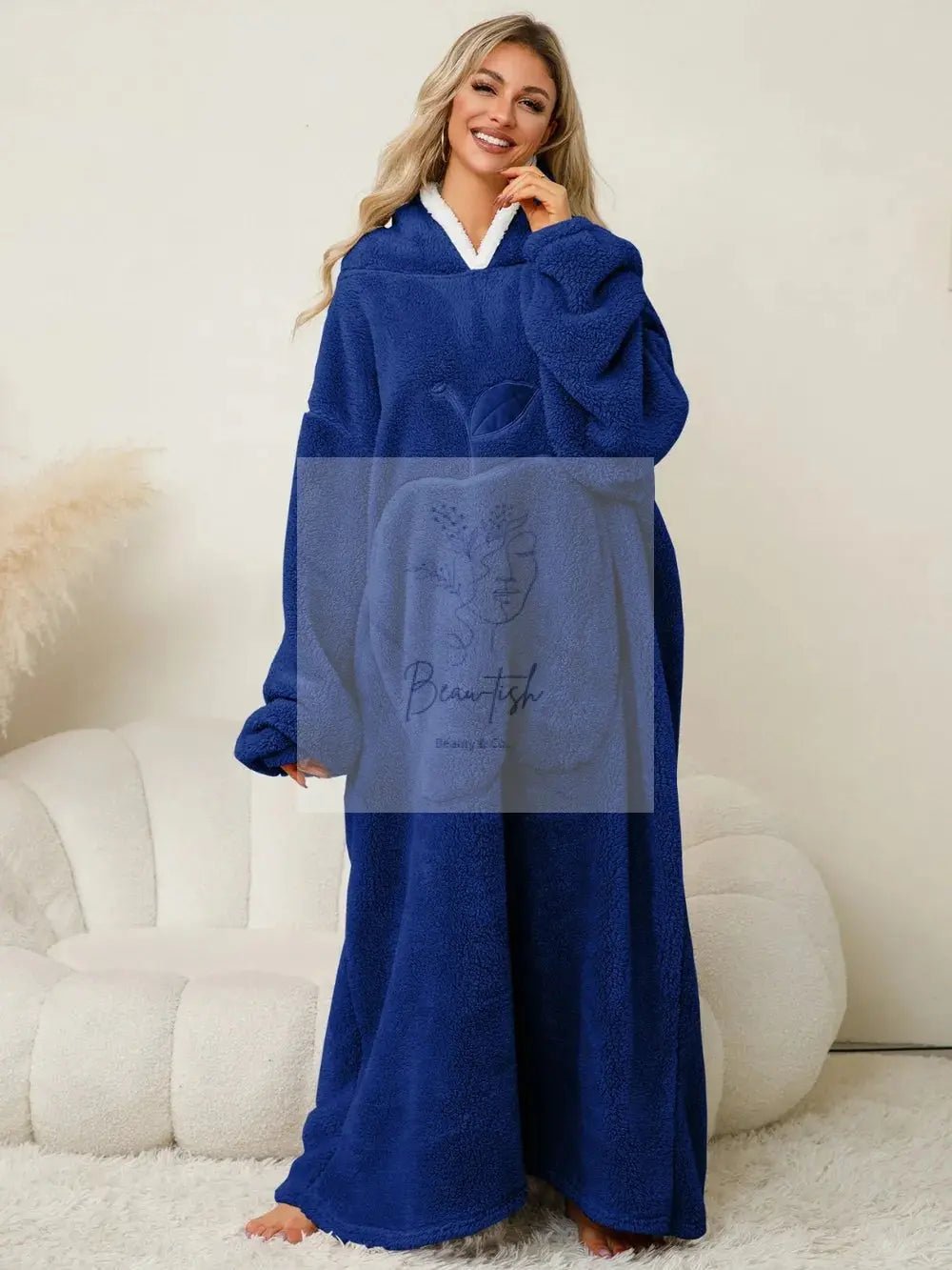 Pocketed Contrast Long Sleeve Hooded Lounge Dress