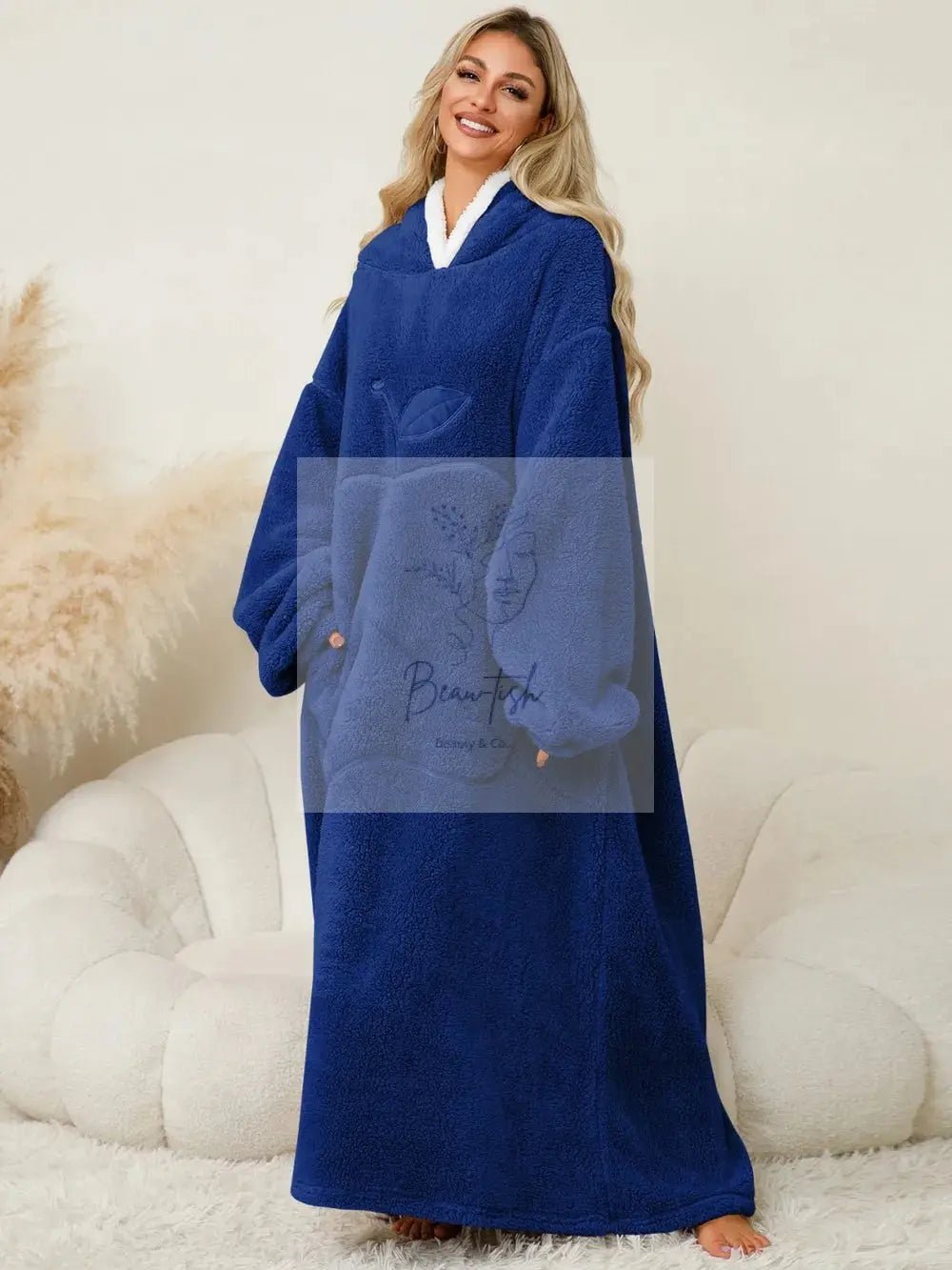 Pocketed Contrast Long Sleeve Hooded Lounge Dress