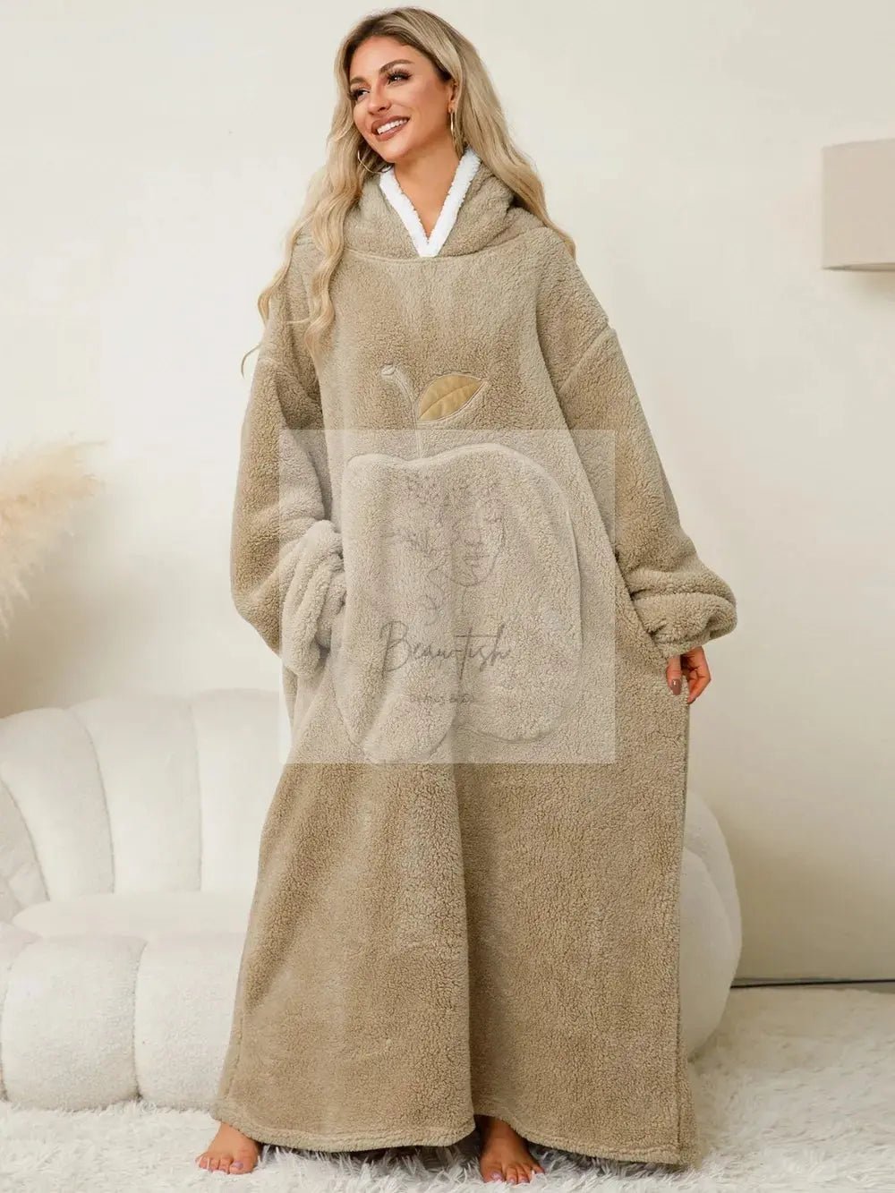 Pocketed Contrast Long Sleeve Hooded Lounge Dress