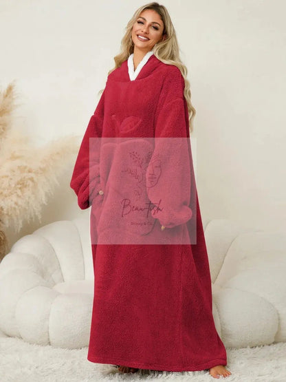 Pocketed Contrast Long Sleeve Hooded Lounge Dress
