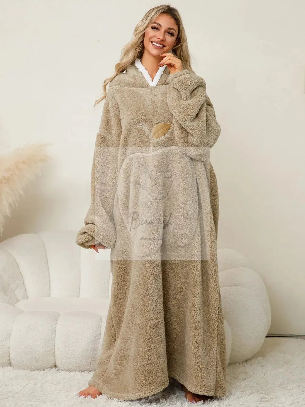 Pocketed Contrast Long Sleeve Hooded Lounge Dress