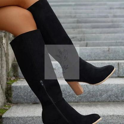 Point Toe Block Heels Boots