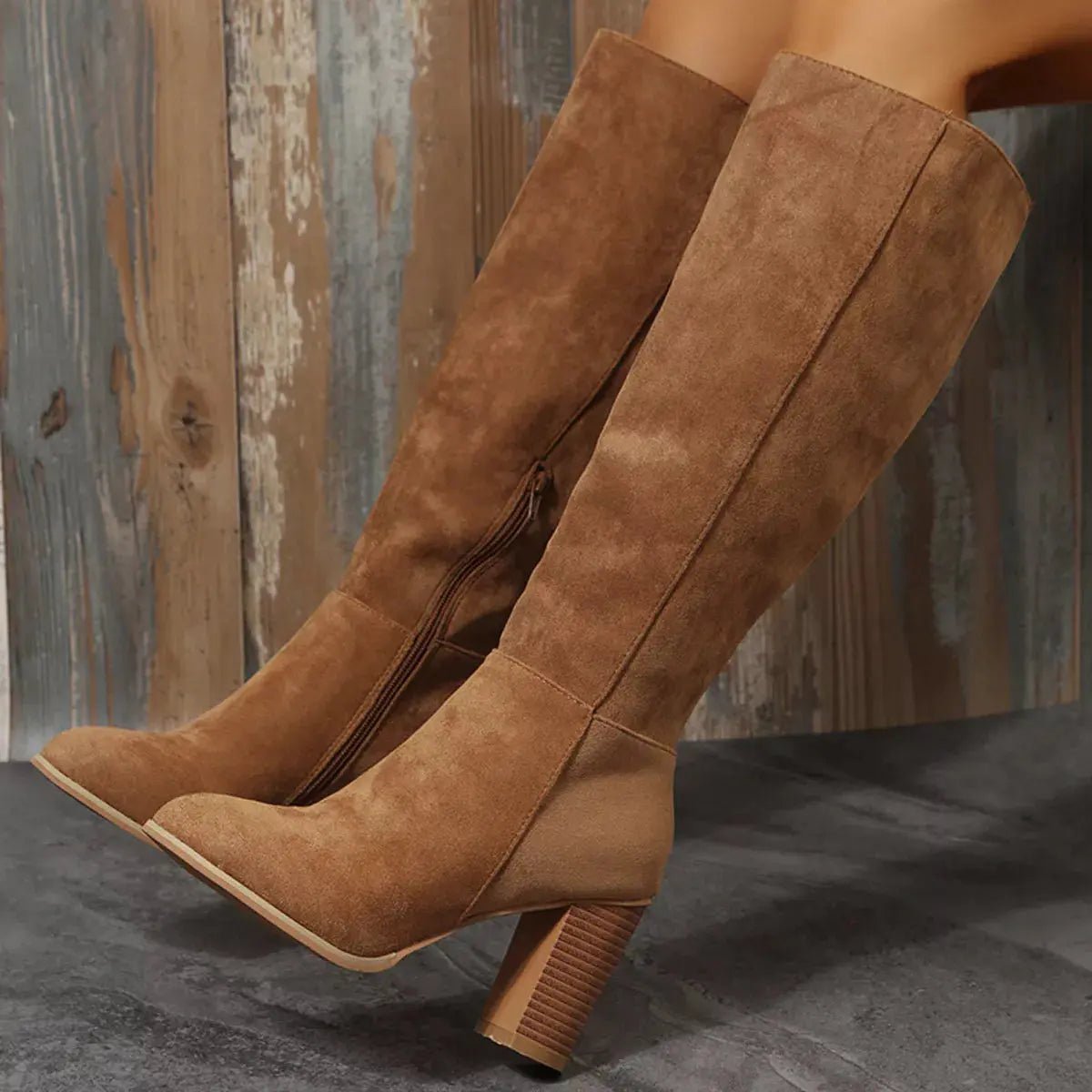 Point Toe Block Heels Boots