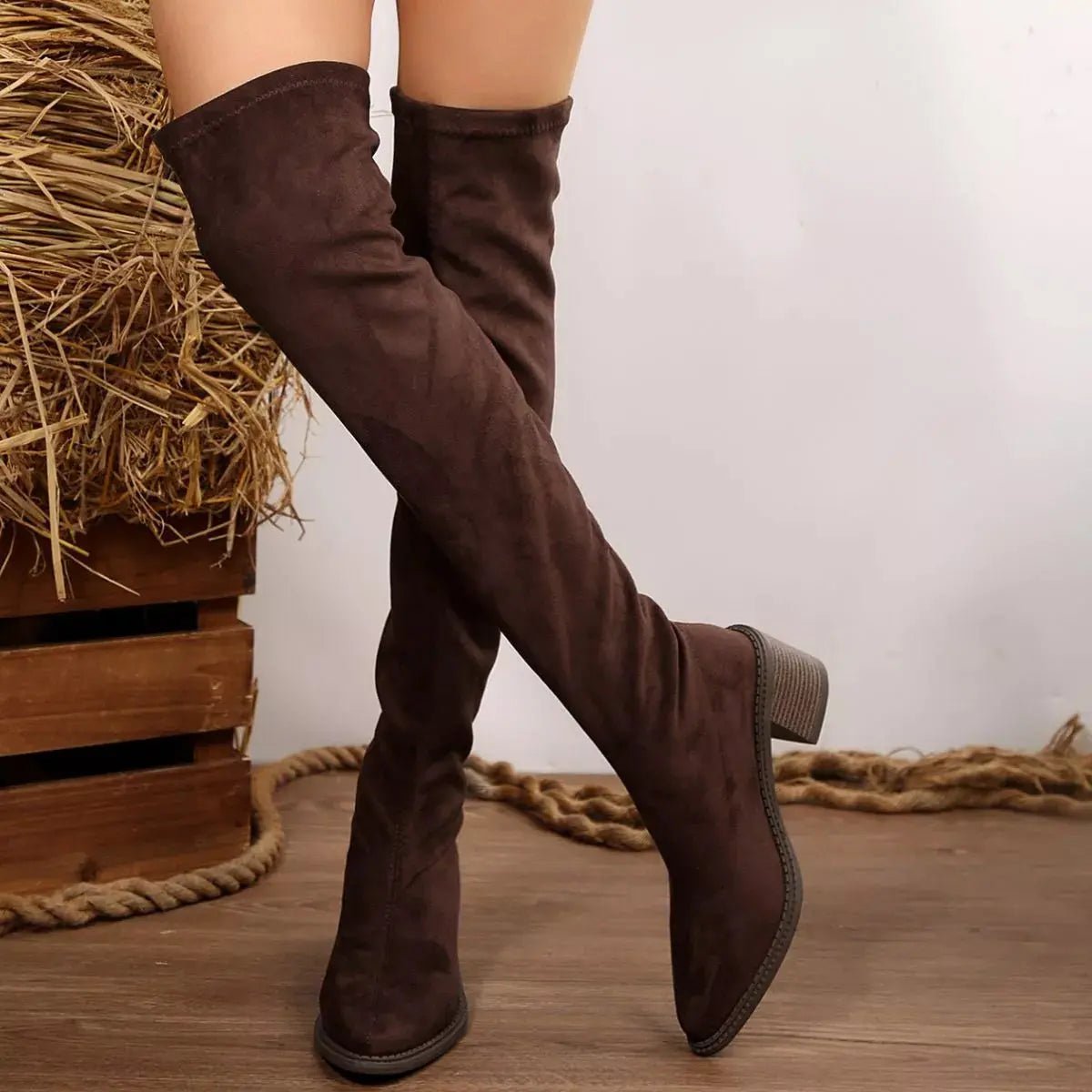 Point Toe Block Heels Boots