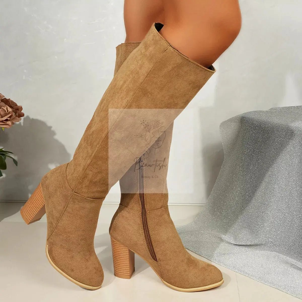 Point Toe Block Heels Boots