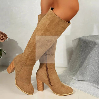 Point Toe Block Heels Boots
