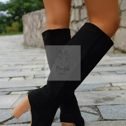 Point Toe Block Heels Boots