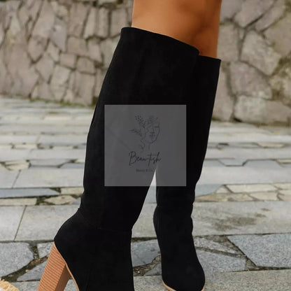 Point Toe Block Heels Boots