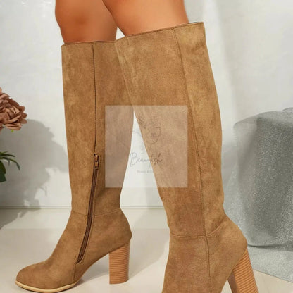 Point Toe Block Heels Boots