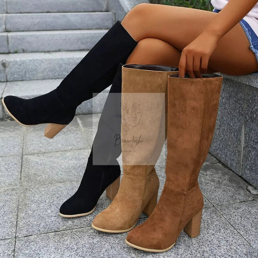 Point Toe Block Heels Boots