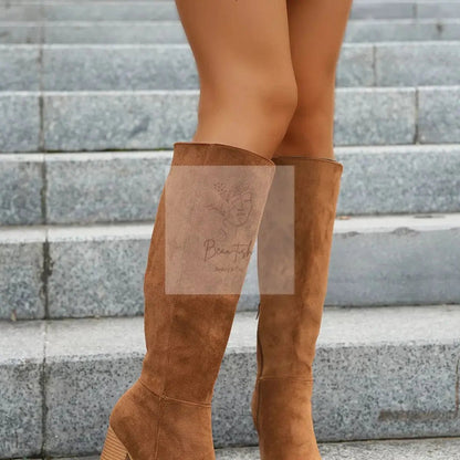 Point Toe Block Heels Boots