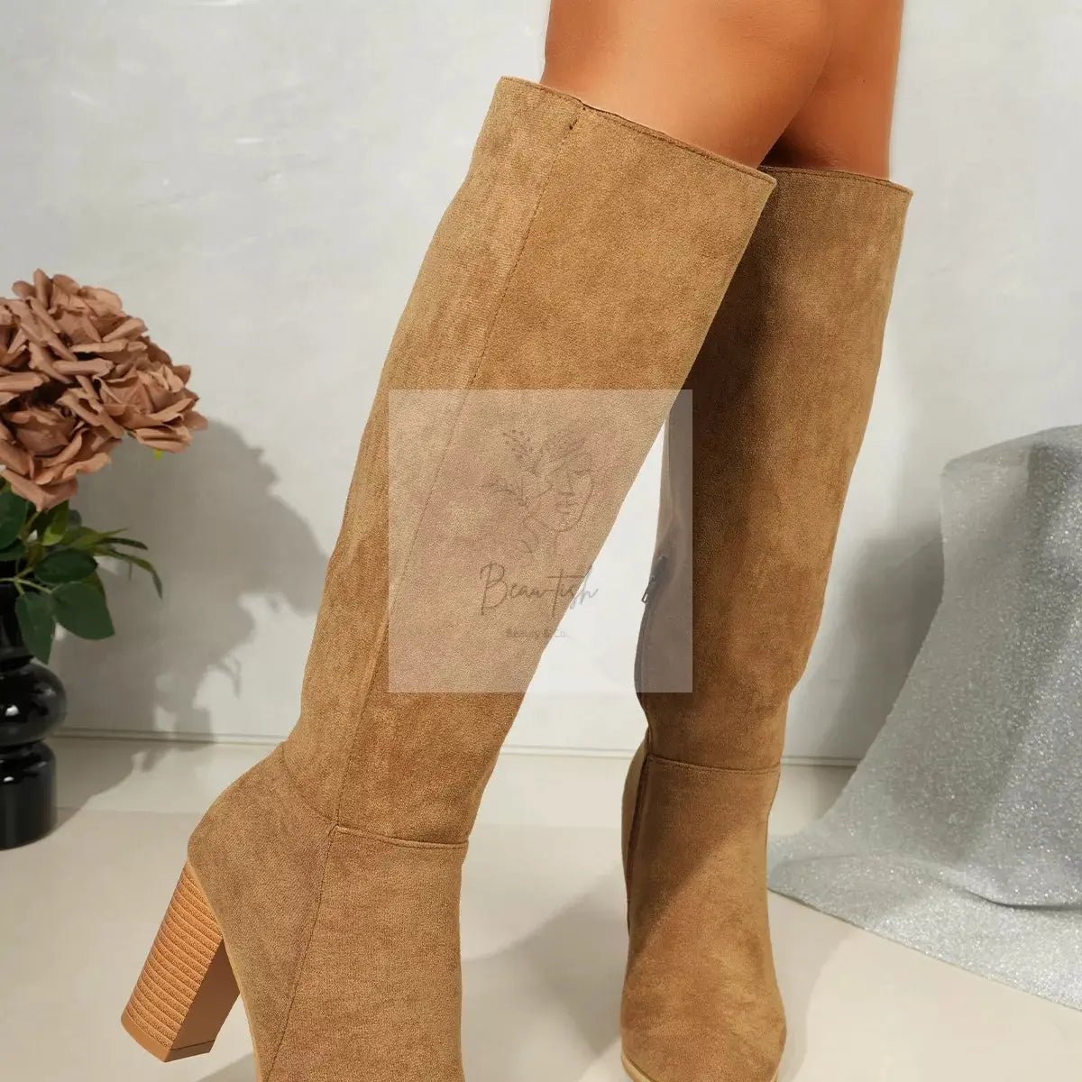 Point Toe Block Heels Boots