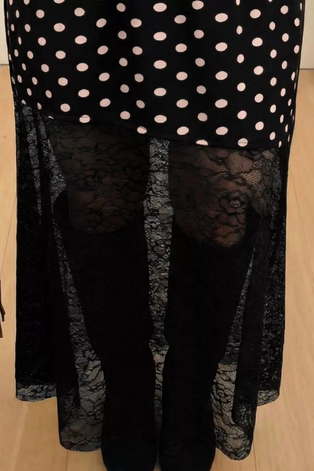 Polka Dot Patchwork Lace Maxi Skirt