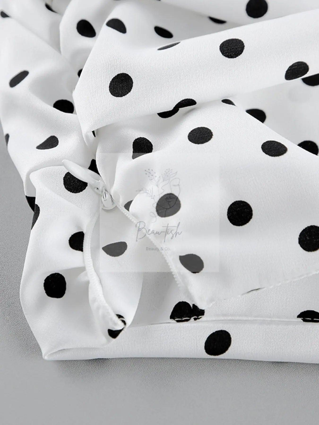 Polka Dot Ruffle Hem Maxi Skirt