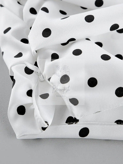 Polka Dot Ruffle Hem Maxi Skirt