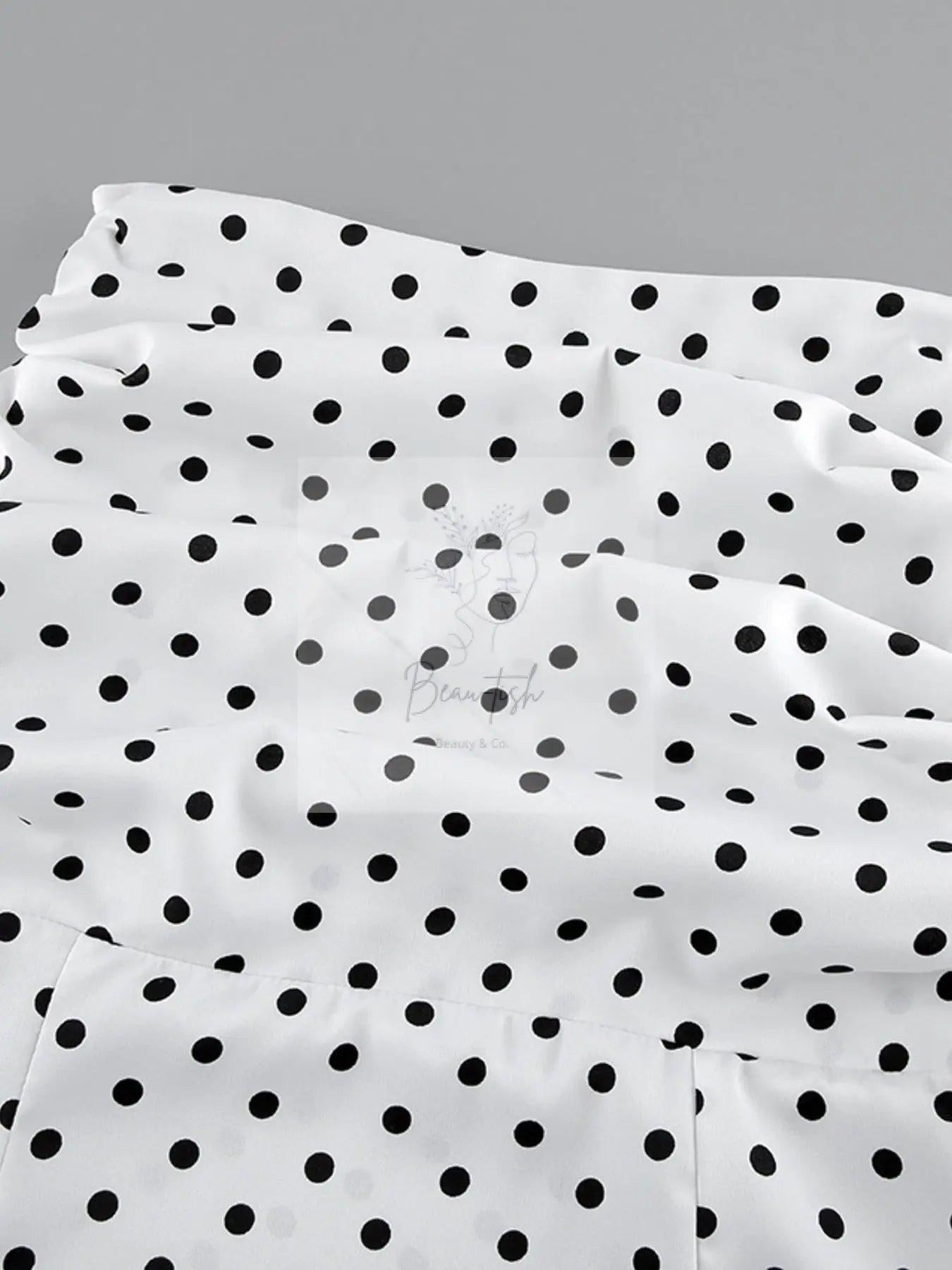 Polka Dot Ruffle Hem Maxi Skirt