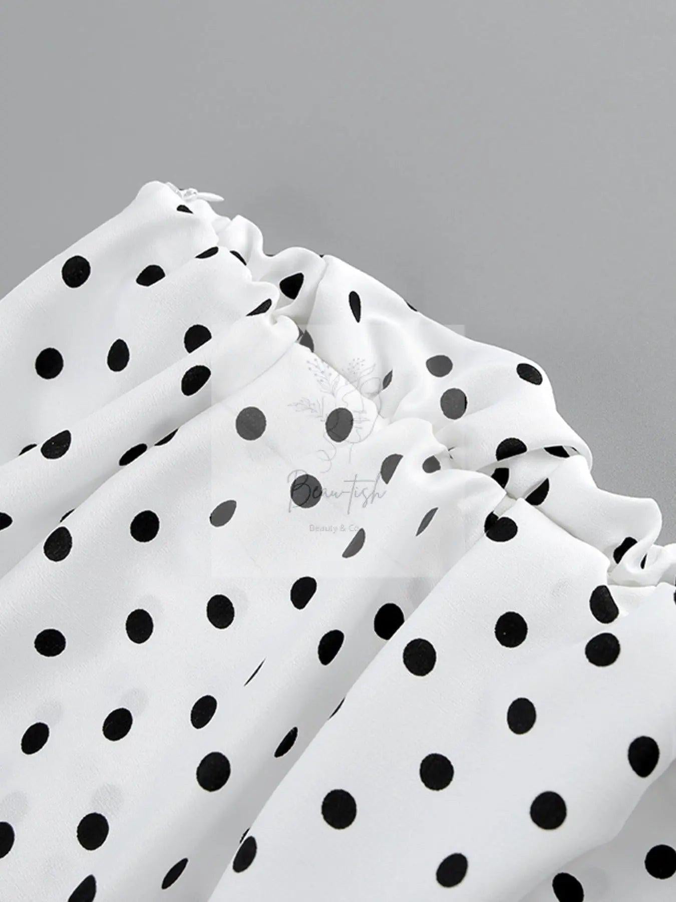 Polka Dot Ruffle Hem Maxi Skirt
