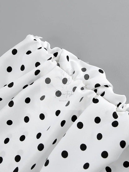Polka Dot Ruffle Hem Maxi Skirt