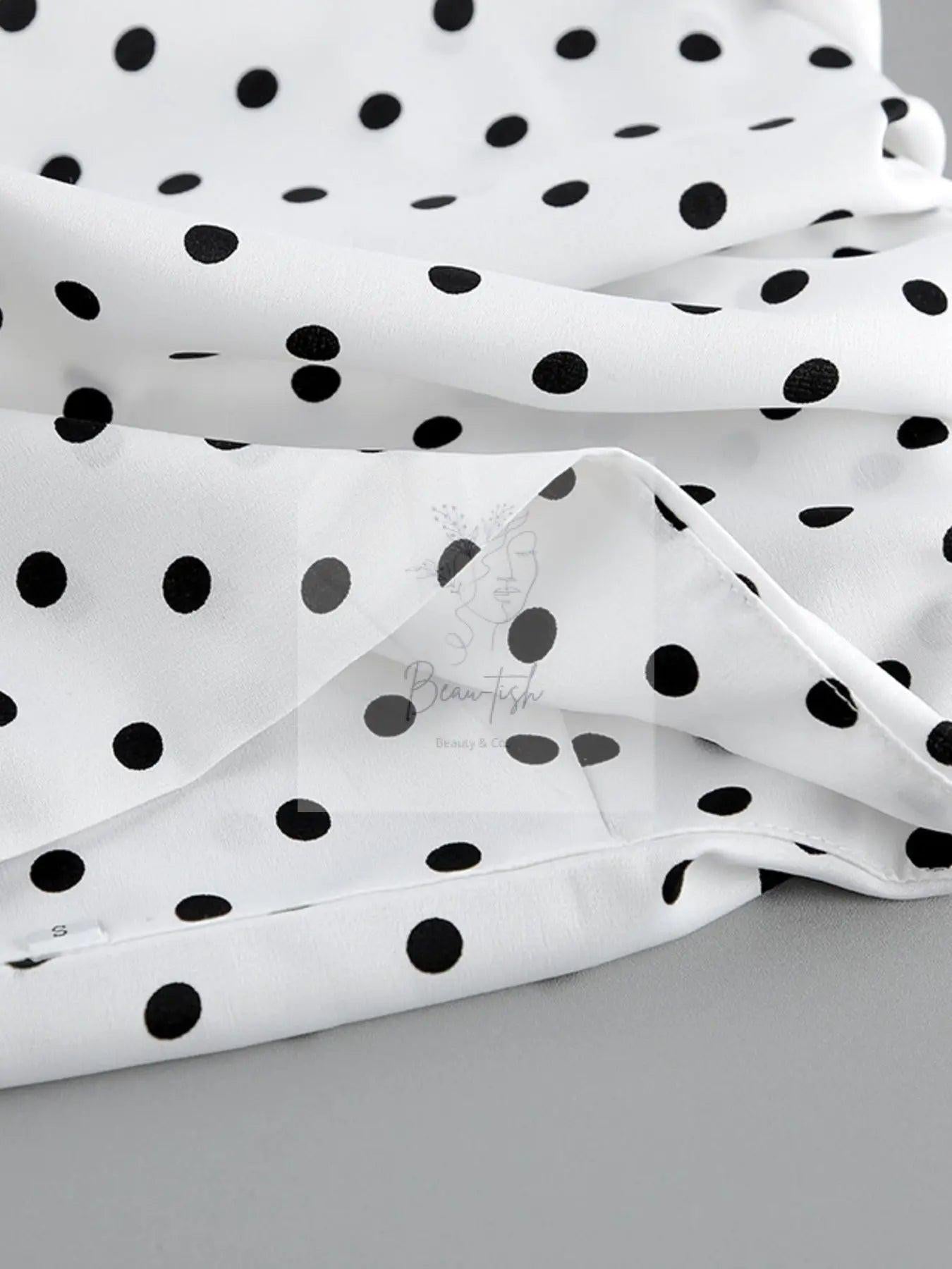 Polka Dot Ruffle Hem Maxi Skirt