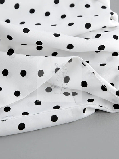 Polka Dot Ruffle Hem Maxi Skirt