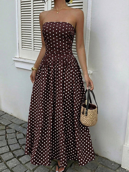 Polka Dot Tube A-Line Dress