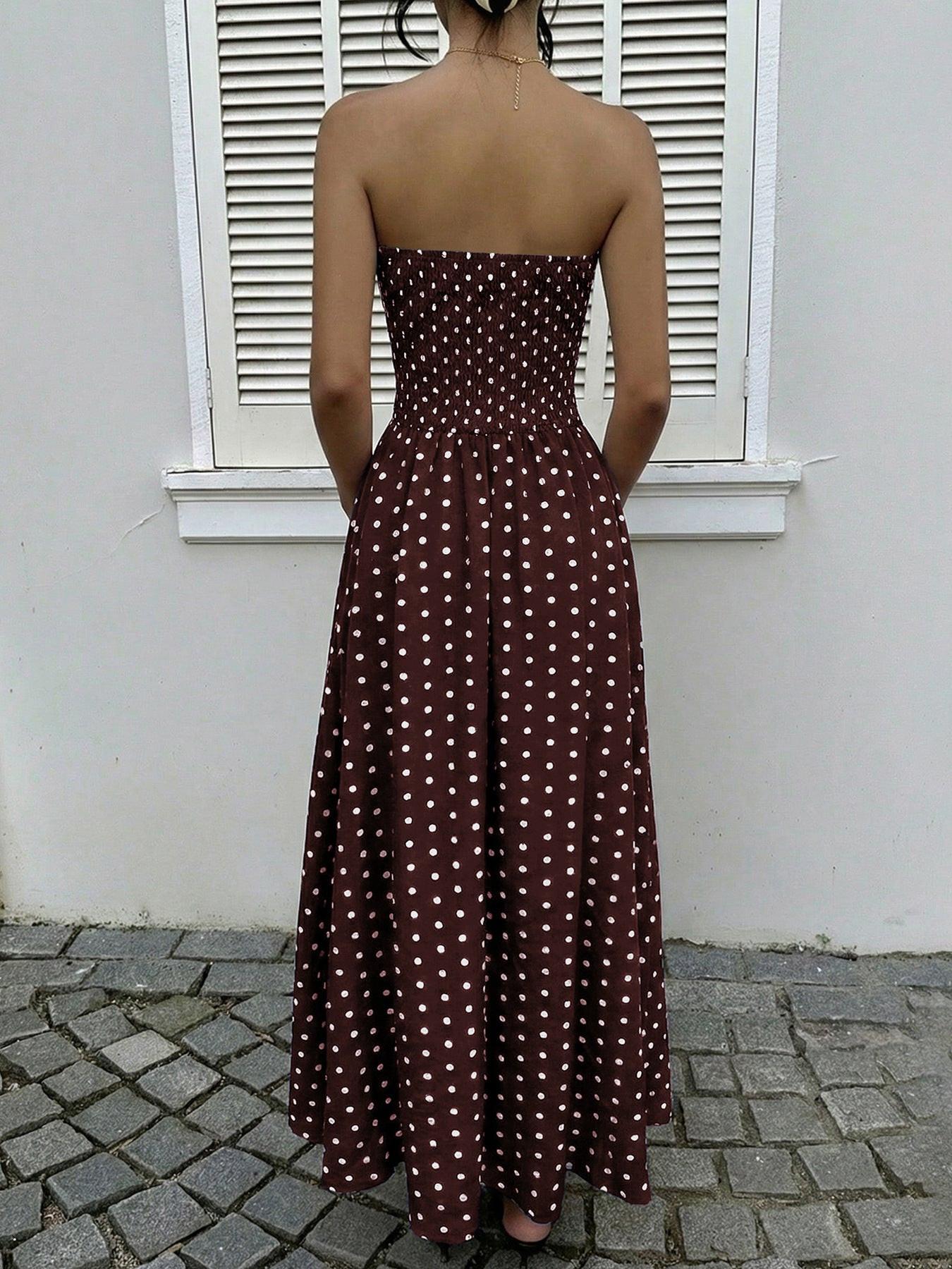 Polka Dot Tube A-Line Dress