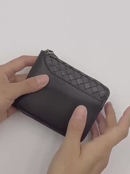 Men's Premium Wallet in Prestigious Black and White Horse-Hair Print - Black Crocodile-textured Synthetic Leather with Elegant Zipper Closure, Showcasing the Star-embossed Shield Emblem