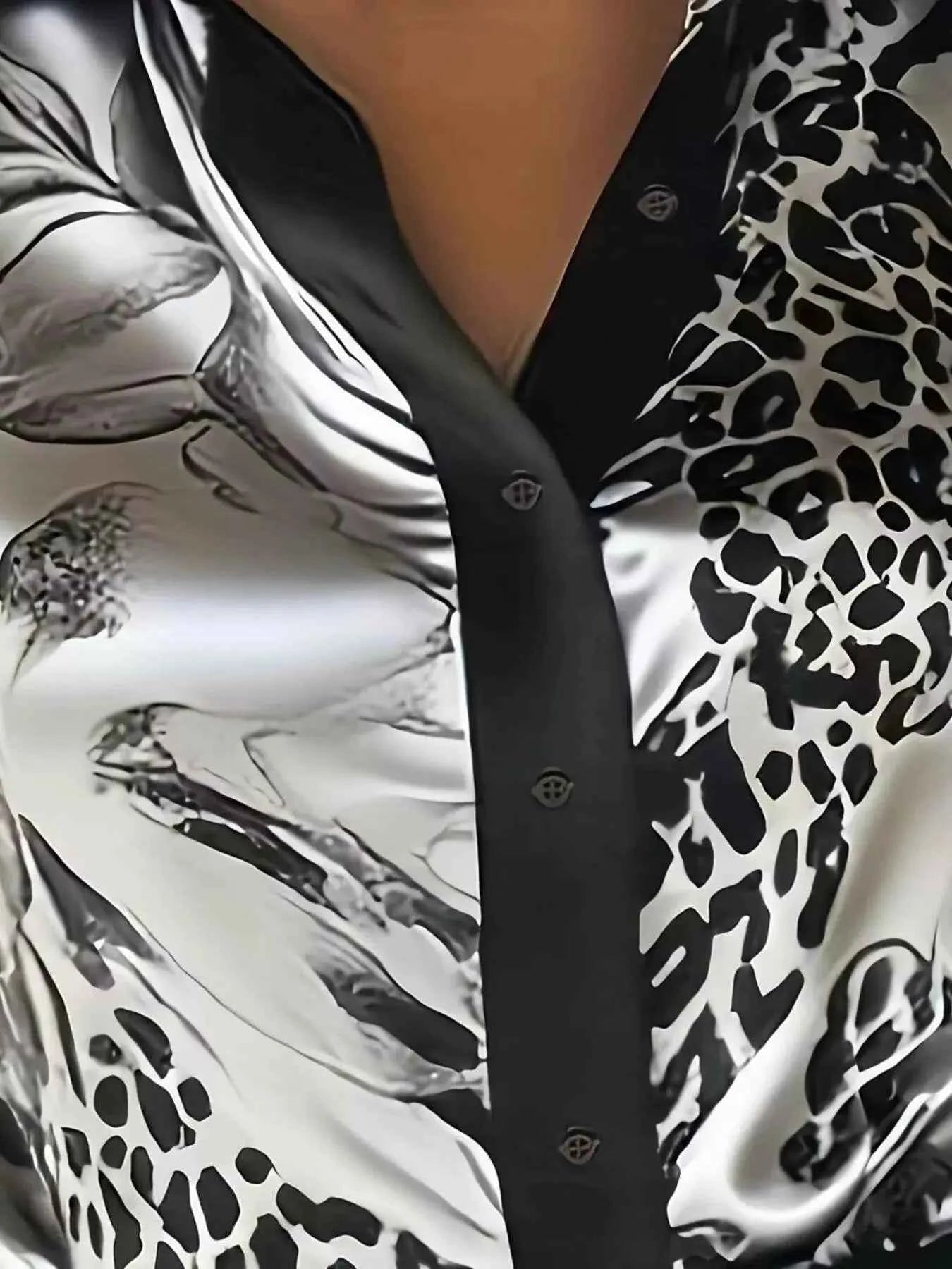 Printed Button Up Satin Shirt