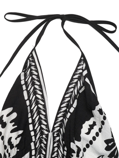 Printed Halter Neck Maxi Dress