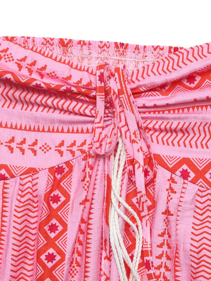 Printed Halter Neck Slit Midi Dress