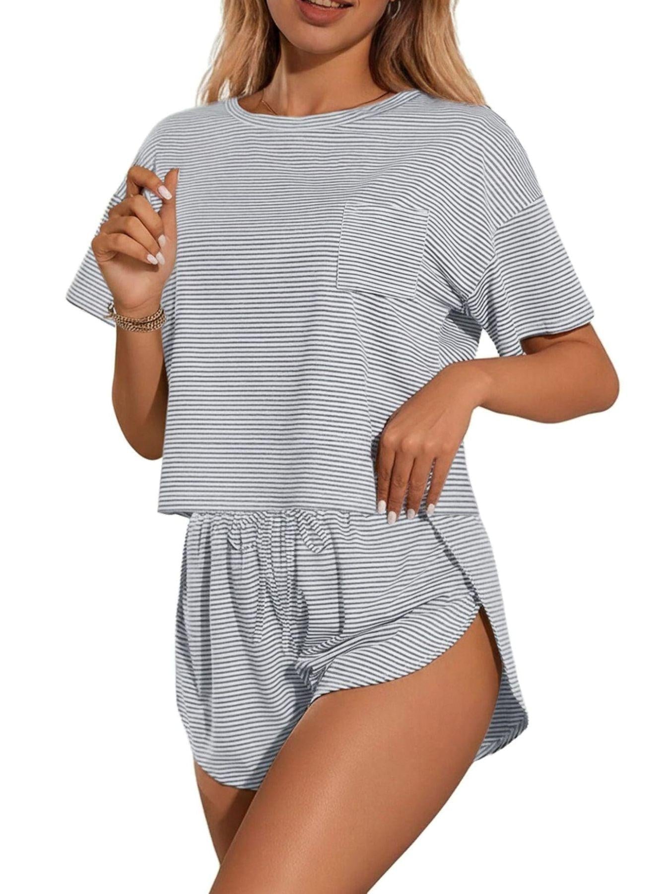 Printed Round Neck Tee and Shorts Set