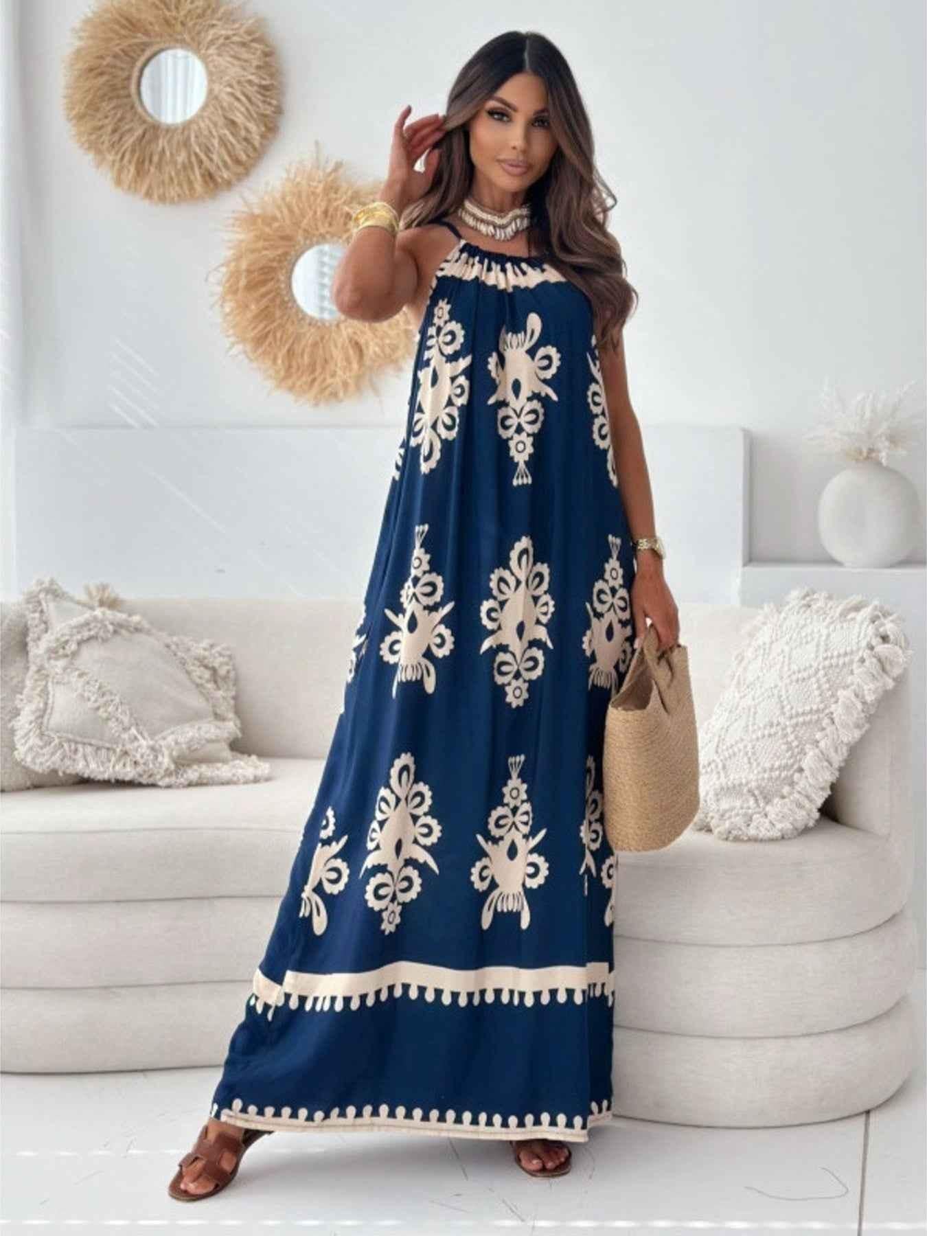 Printed Sleeveless Maxi Dress