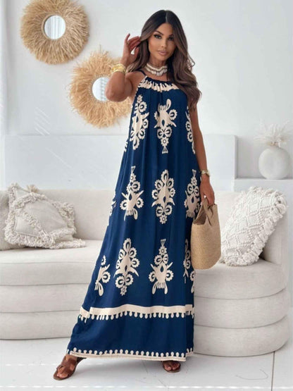 Printed Sleeveless Maxi Dress