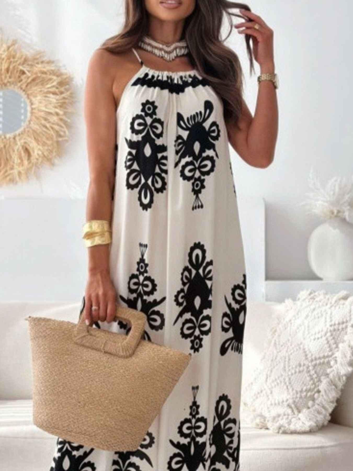 Printed Sleeveless Maxi Dress