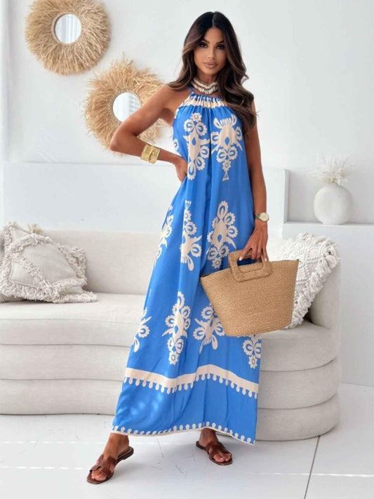Printed Sleeveless Maxi Dress