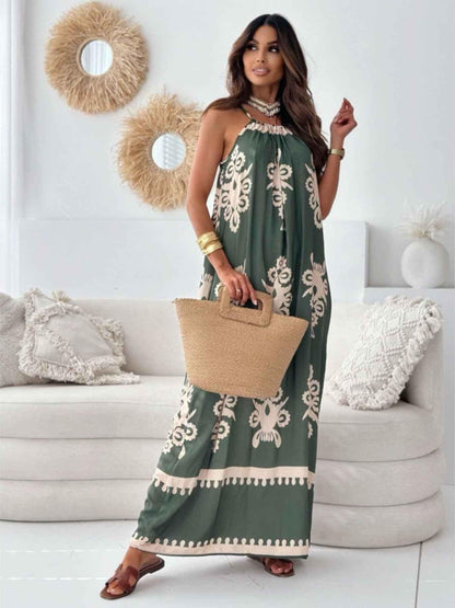 Printed Sleeveless Maxi Dress