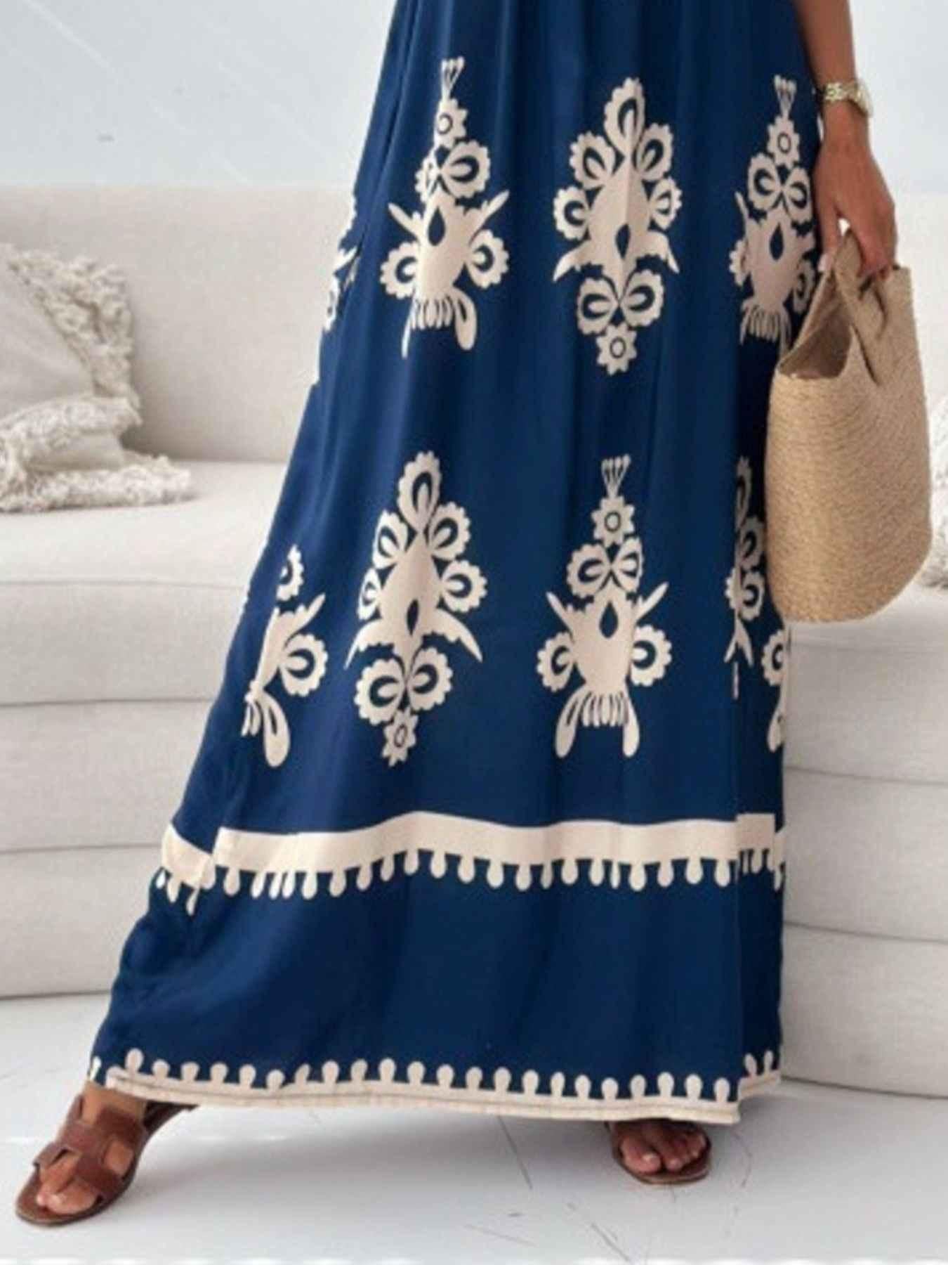 Printed Sleeveless Maxi Dress