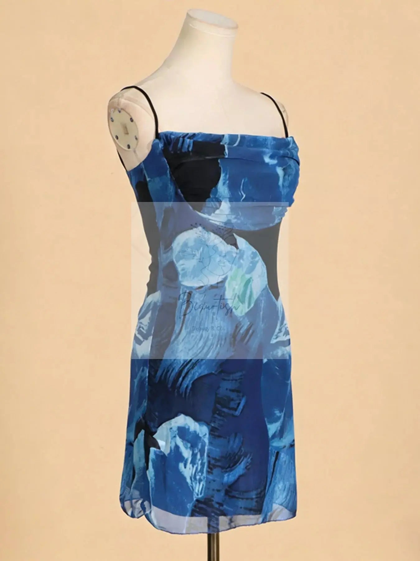 Printed Spaghetti Strap Mini Dress