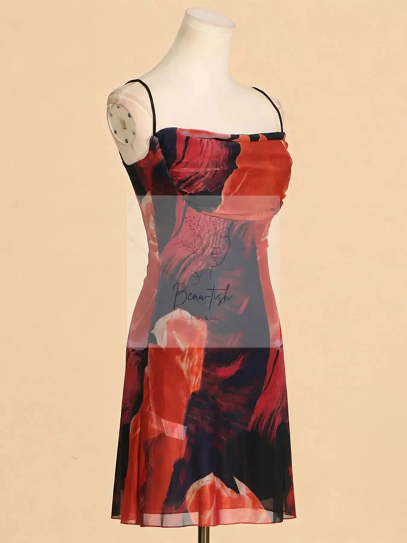 Printed Spaghetti Strap Mini Dress