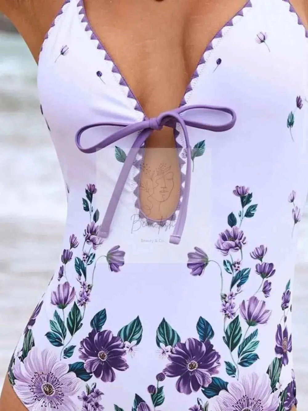 Printed Spaghetti Strap One - Piece Swimwear and Cover Up Swim Set